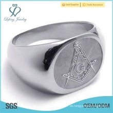 Schwarz Onyx Freimaurer Intaglio Sterling Silber Ring